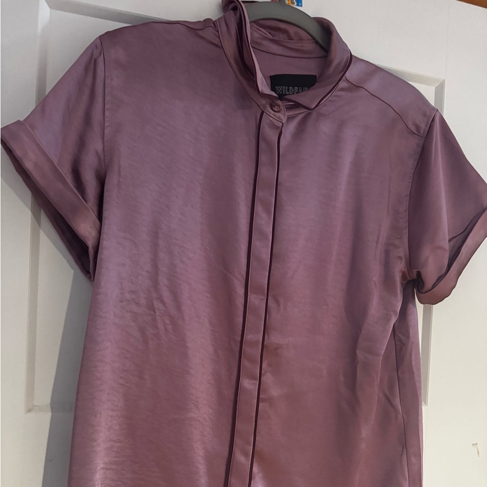 Wildfang pink satin shirt, size small